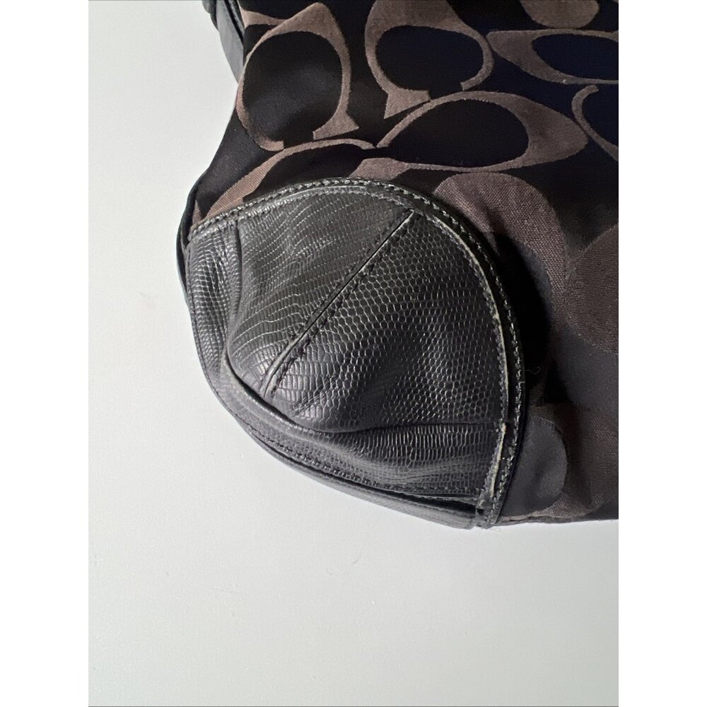 Vintage COACH #16408 Collette Signature Brown & Black Leather Cloth Bag - Picture 3 of 16